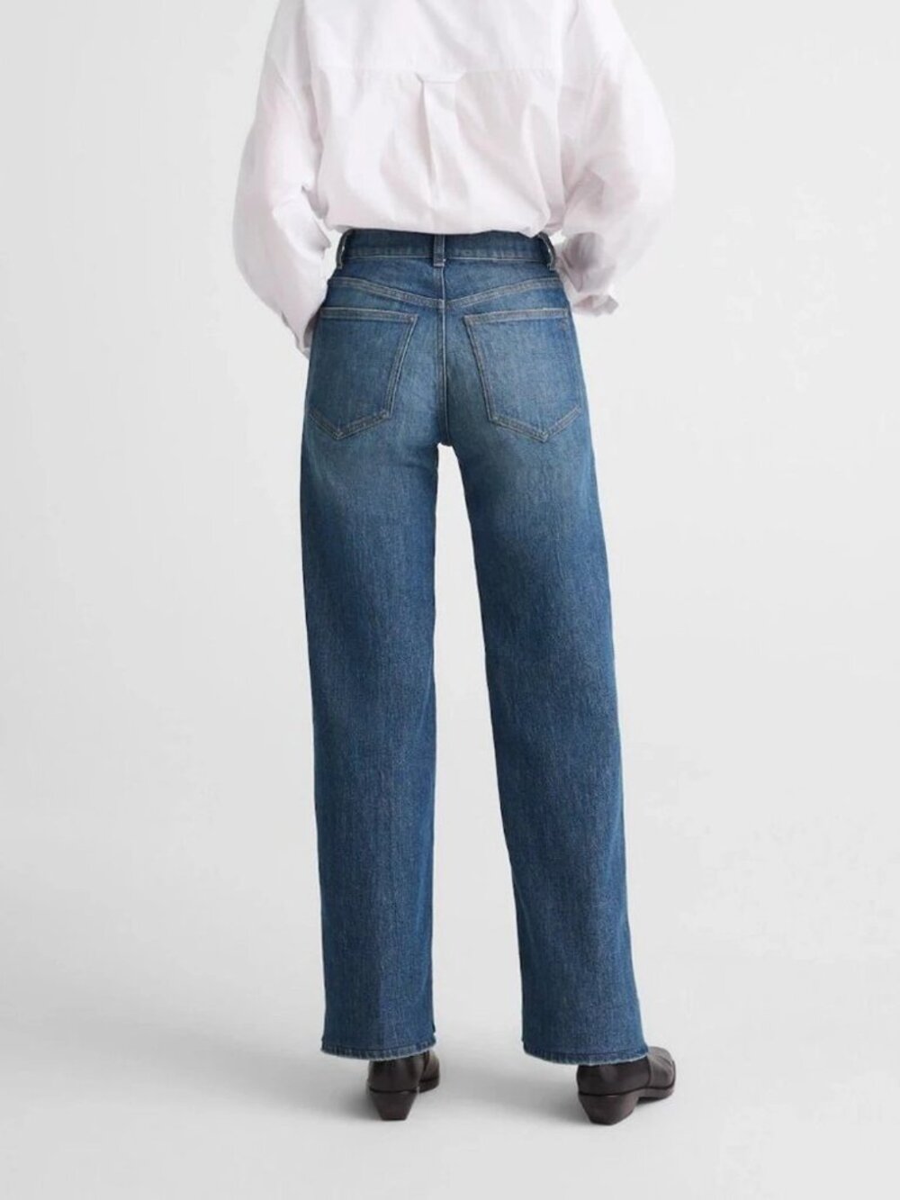 Madewell Blue Harvey Wash Perfect Vintage Wide-Leg Jeans 31 Tall NWT - Picture 3 of 9